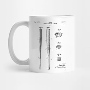 Baseball Bat Patent - Baseball Art - Black And White Mug